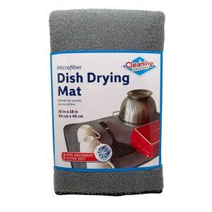 Cleaning Solutions Microfiber Dish Drying Mat 16" X 18" Super Absorbent Gray